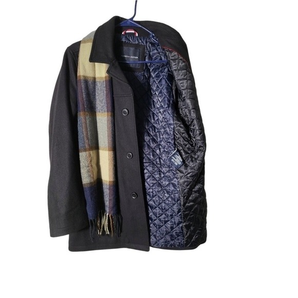 Tommy Hilfiger Men's Wool Walking Coat Trench Coat with Plaid Scarf - Picture 7 of 11